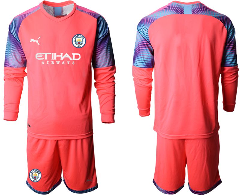 Men 2019-2020 club Manchester City pink goalkeeper long sleeve Soccer Jerseys->customized soccer jersey->Custom Jersey